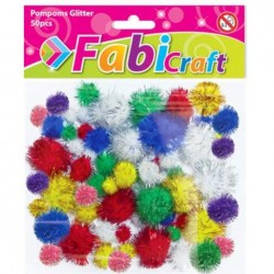 POMPOMS FABI GLITTER 50ΤΕΜ ASSORTED