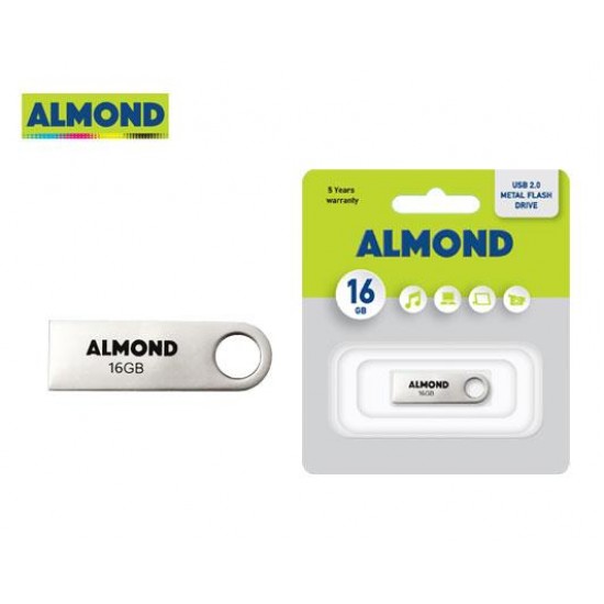 ALMOND FLASH DRIVE USB 16GB ΜΕΤΑΛΛΙΚΟ MINI