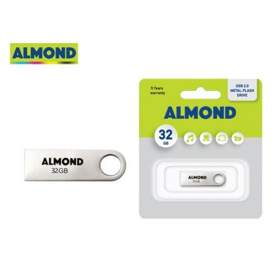 ALMOND FLASH DRIVE USB 32GB ΜΕΤΑΛΛΙΚΟ MINI
