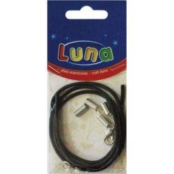 ΔΕΡΜΑΤΙΚΟ ΚΟΡΔΟΝΙ ΜΑΥΡΟ 2MM  55CM ΜΕ ΜΕΤΑΛΛΙΚΟ ΚΟΥΜΠΩΜΑ