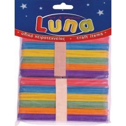 LUNA ΜΕΓΑΛΑ ΞΥΛΑΚΙΑ ΧΡΩΜΑΤΙΣΤΑ 150MM 80PCS