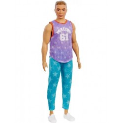 Mattel Barbie Ken Fashionistas No.165 Κούκλα Με Μωβ Μπλούζα Malibu