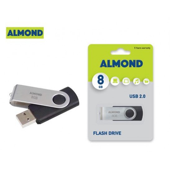 ALMOND FLASH DRIVE USB 8GB TWISTER ΜΑΥΡΟ