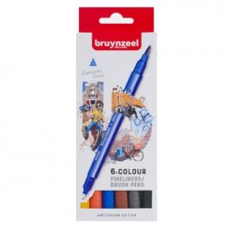 Bruynzeel Amsterdam σετ 6 μαρκαδοράκια διπλής γραφής