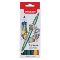 Bruynzeel New York σετ 6 μαρκαδοράκια διπλής γραφής