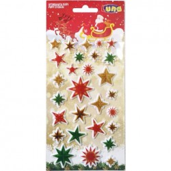 CHRISTMAS STICKERS 10X22EK PUFFY GLITTER 6MS