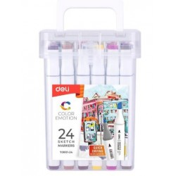 Σετ μαρκαδόροι Deli Color Emotion 2 μύτες 24 Χρώματα