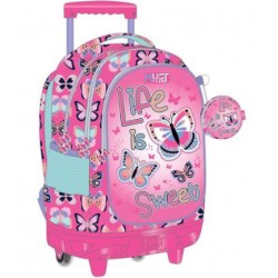 ΤΣΑΝΤΑ ΤΡΟΛΛΕΥ MUST TEAM 34Χ20Χ44 3ΘΗΚΕΣ LIFE IS SWEET