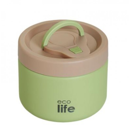 ΦΑΓΗΤΟΔΟΧΕΙΟ ΘΕΡΜΟΣ ECOLIFE ΣΤΡΟΓΓΥΛΟ 650ml ΠΡΑΣΙΝΟ 33-BO-9095
